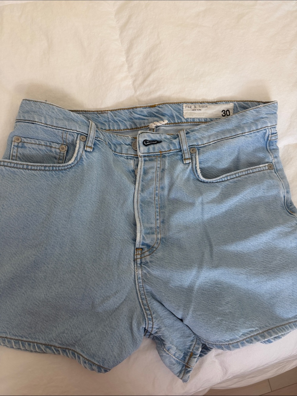 rag & bone Light Blue Denim Shorts